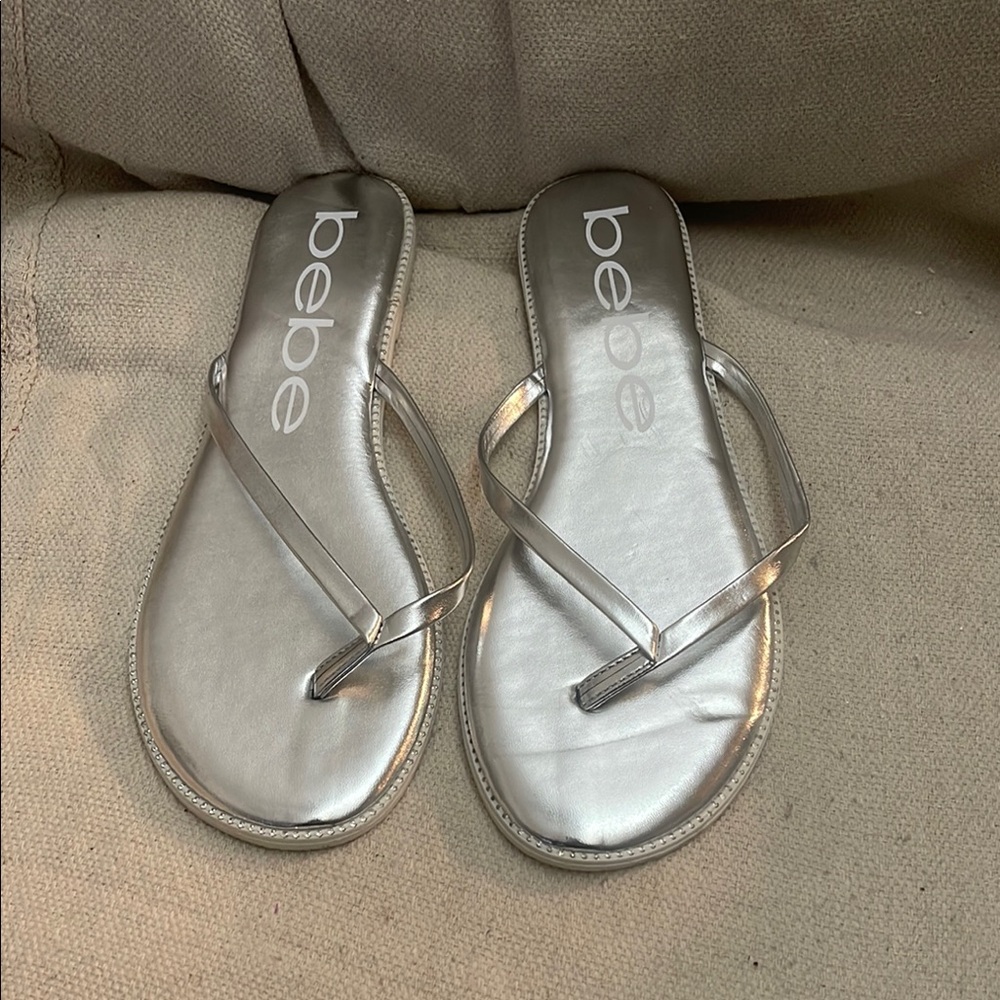 Bebe Silver Metallic Sandals Casual